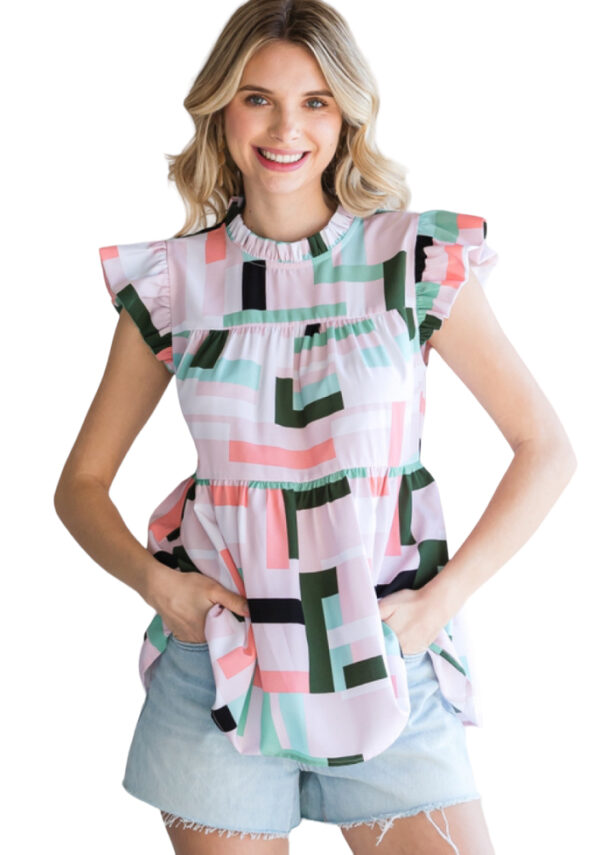 JODIFL TIERED CAP SLEEVE BABYDOLL TOP - Image 2