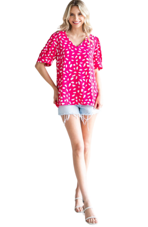 JODIFL V-NECK PUFF SLEEVE PRINT BLOUSE - Image 5