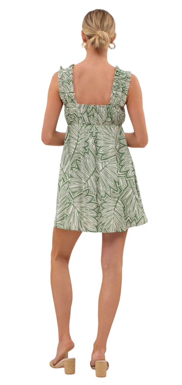 BLUPEPPER LEAF PRINT RUCHED BUST MINI DRESS - Image 6