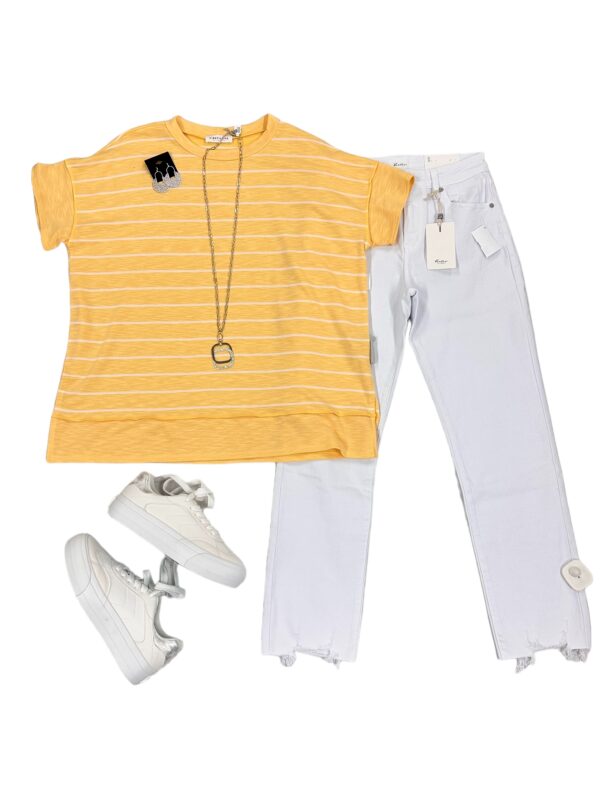STRIPED SHORT SLEEVE SIDE SLIT TOP - Image 5