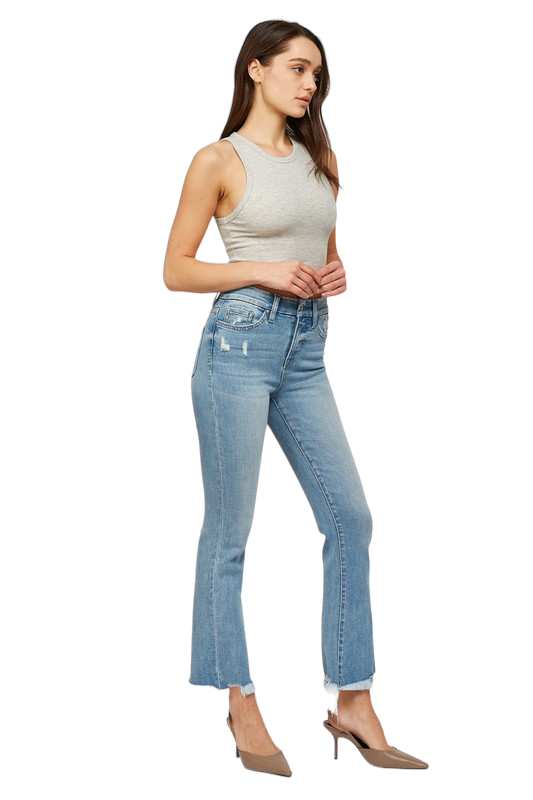 MICA DENIM HIGH RISE CROP FLARE - 6th Street Fashions and Footwear