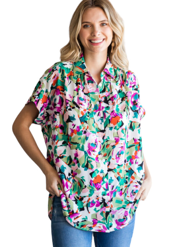 JODIFL MULTI PRINT SHORT SLEEVE BLOUSE