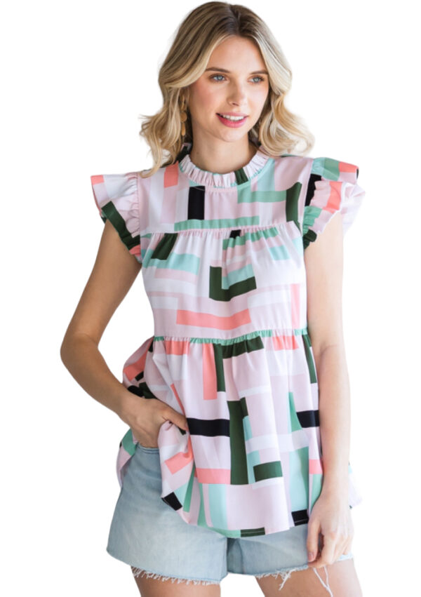 JODIFL TIERED CAP SLEEVE BABYDOLL TOP