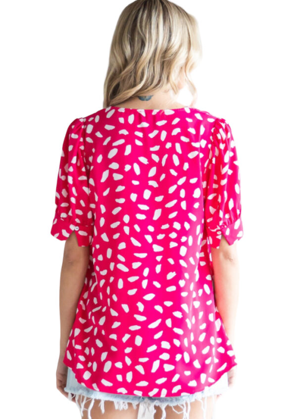 JODIFL V-NECK PUFF SLEEVE PRINT BLOUSE - Image 4