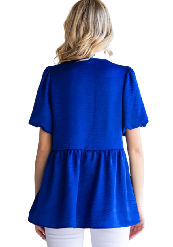 JODIFL V-NECK WOVEN PUFF SLEEVE TOP - Image 3