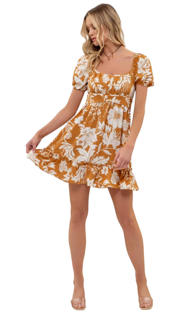 BLUPEPPER FLORAL PUFF SLEEVE BACK TIE DRESS - Image 5