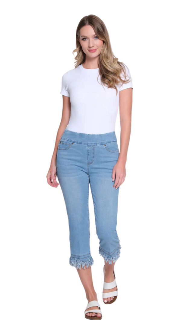 MULTIPLES PULL ON FRINGE HEM CAPRI - Image 3