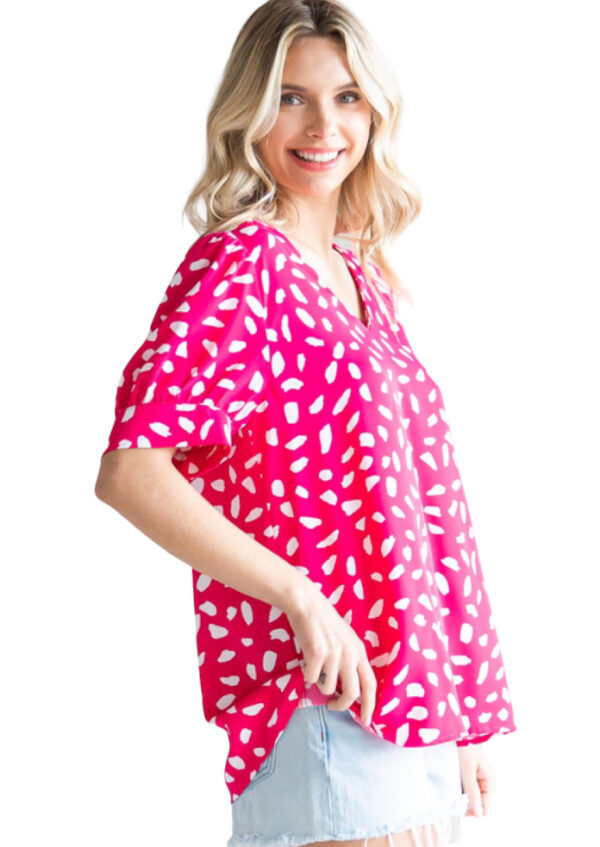 JODIFL V-NECK PUFF SLEEVE PRINT BLOUSE - Image 3