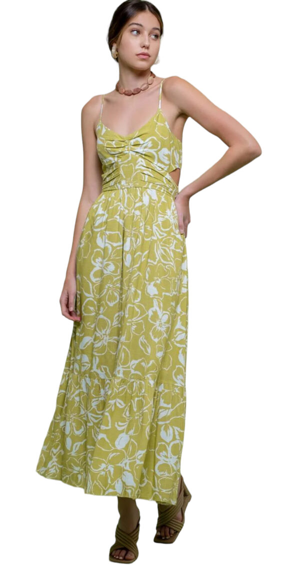 BLUPEPPER FLORAL WAIST CUTOUT MIDI DRESS - Image 2
