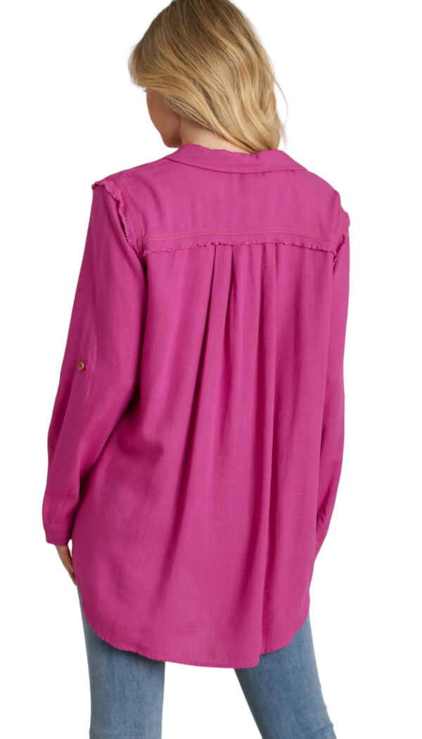 LINEN BLEND BUTTON FRONT BLOUSE - Image 6