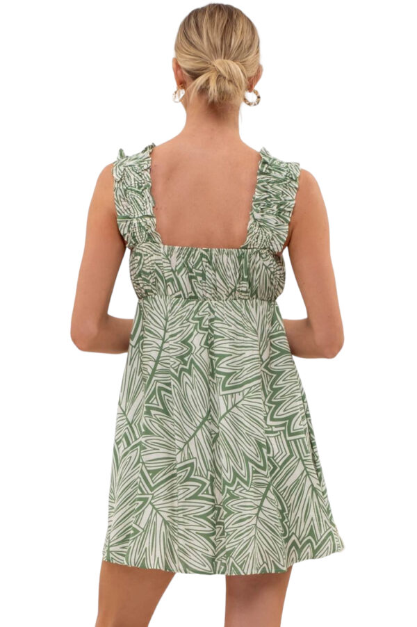 BLUPEPPER LEAF PRINT RUCHED BUST MINI DRESS - Image 3