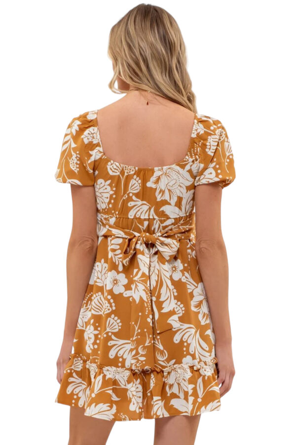 BLUPEPPER FLORAL PUFF SLEEVE BACK TIE DRESS - Image 2
