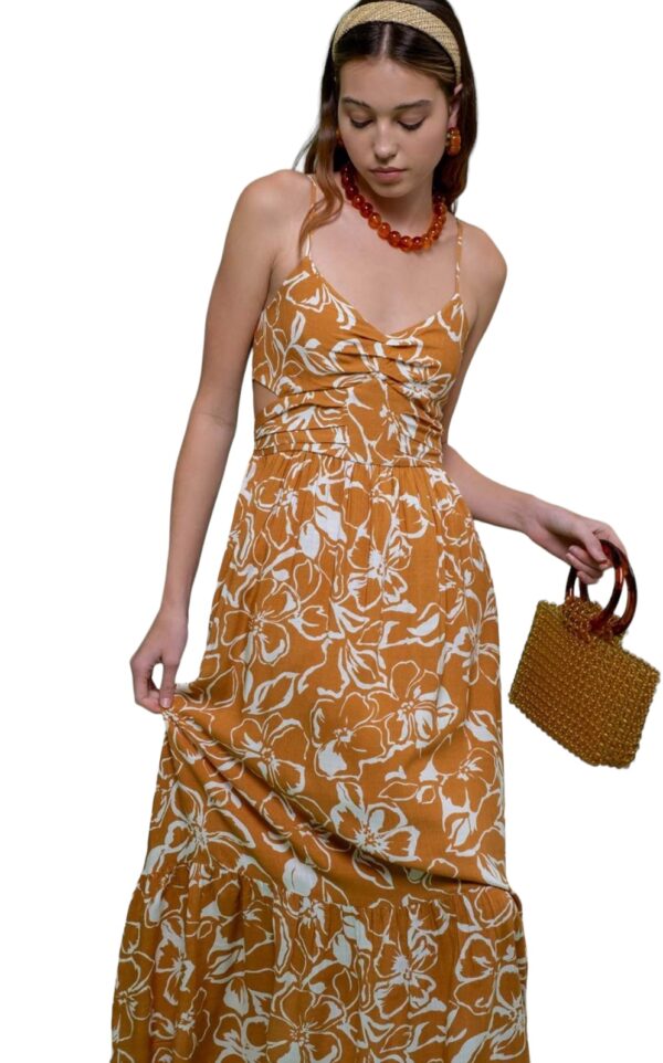 BLUPEPPER FLORAL WAIST CUTOUT MIDI DRESS - Image 8