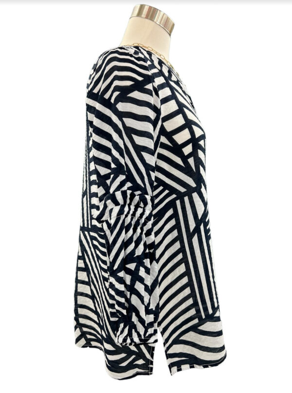 MULTIPLES Y-NECK STRIPE BELL SLEEVE TOP - Image 6