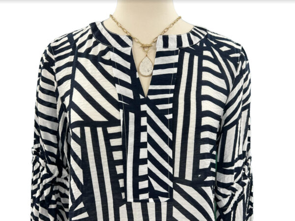 MULTIPLES Y-NECK STRIPE BELL SLEEVE TOP - Image 4