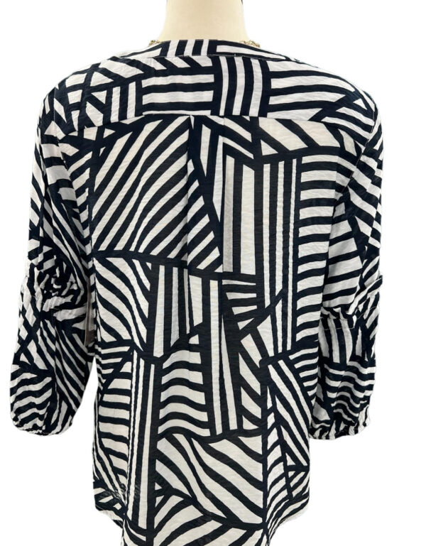 MULTIPLES Y-NECK STRIPE BELL SLEEVE TOP - Image 3