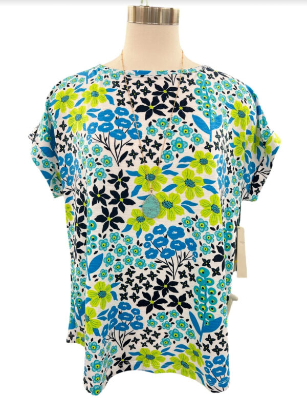 MULTIPLES OCEAN FLORAL SLUB KNIT TOP - Image 5