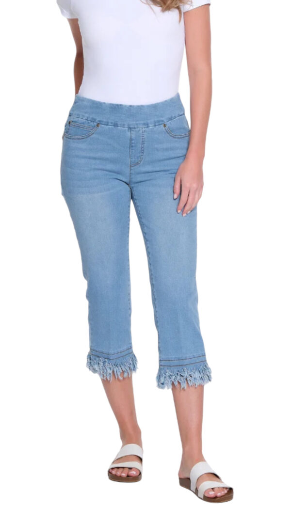 MULTIPLES PULL ON FRINGE HEM CAPRI - Image 6