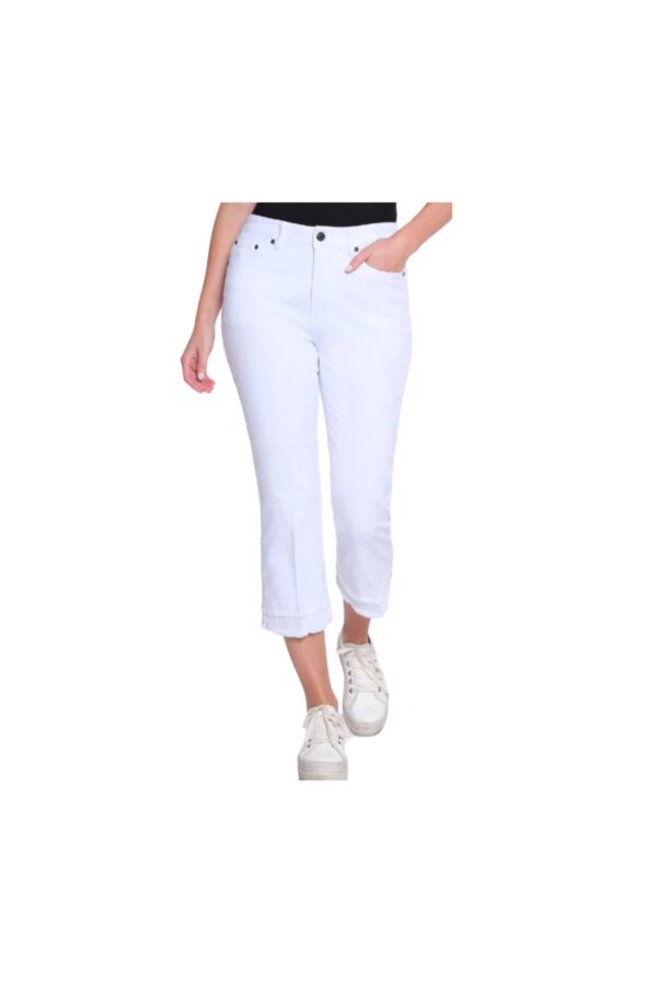 MULTIPLES DOUBLE FRINGE HEM FLARE CROP JEAN