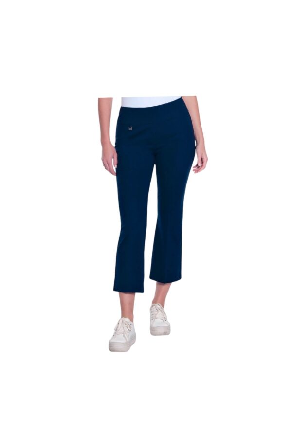 MULTIPLES NAVY PULL ON CROP FLARE PANT