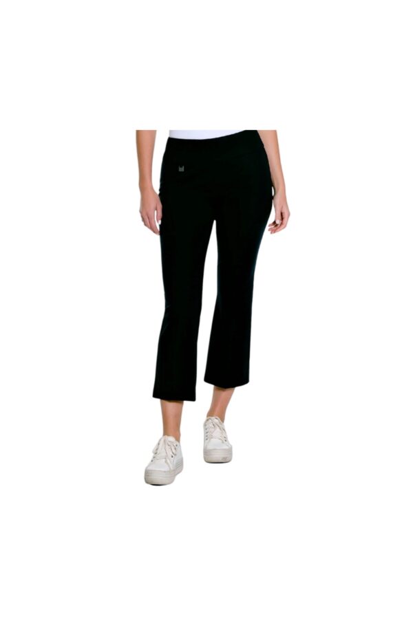 MULTIPLES BLACK PULL ON CROP FLARE PANT