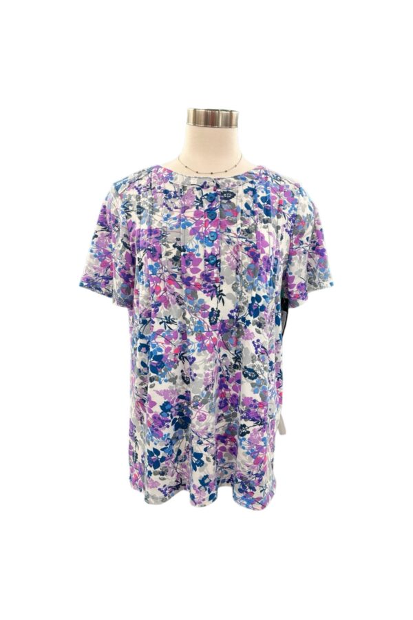 SOUTHERN LADY SHORT SLEEVE FLORAL KNIT HENLEY