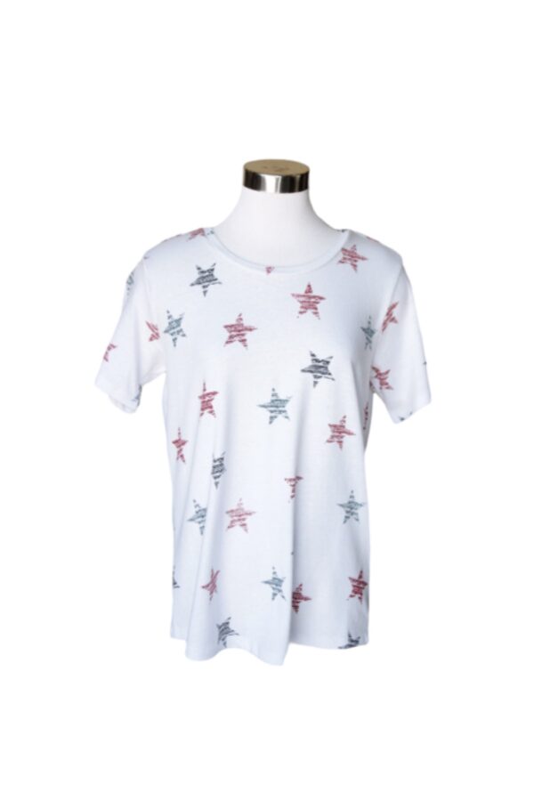 KEREN HART SHORT SLEEVE SCOOP NECK STARS TEE