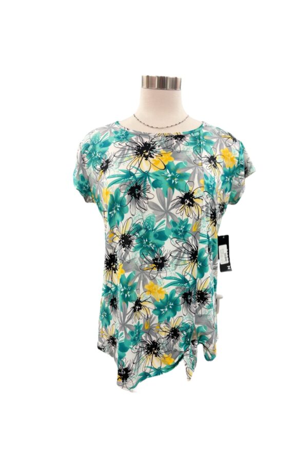SOUTHERN LADY SHORT SLEEVE SIDE TIE DAISY PRINT TOP