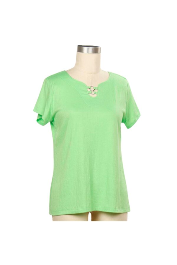 SOUTHERN LADY SHORT SLEEVE KNIT TOP WITH NECK DETAIL
