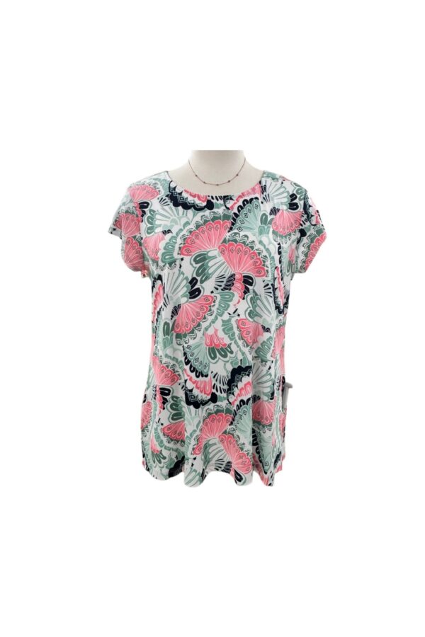 SOUTHERN LADY CAP SLEEVE BUTTERFLY PRINT TOP