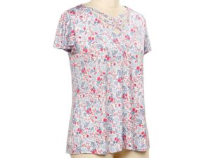 SOUTHERN LADY CRISS CROSS NECK SHORT SLEEVE PRINT TOP