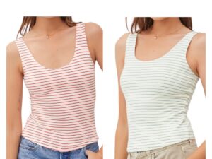 BE COOL STRIPED SCOOP NECK TANK