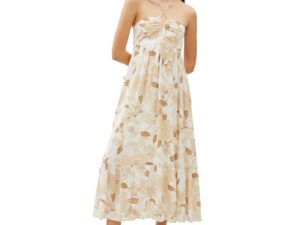 BE COOL TAUPE FLORAL MIDI DRESS