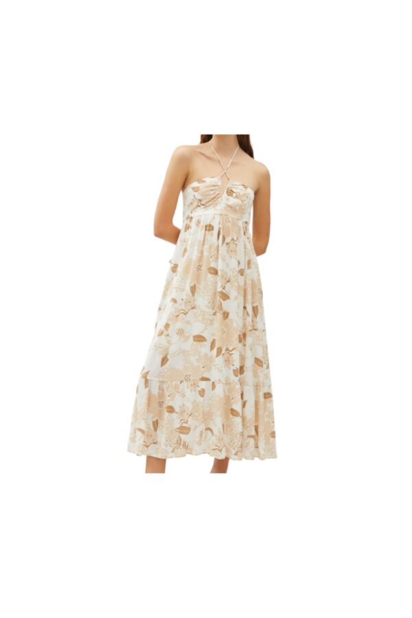BE COOL TAUPE FLORAL MIDI DRESS