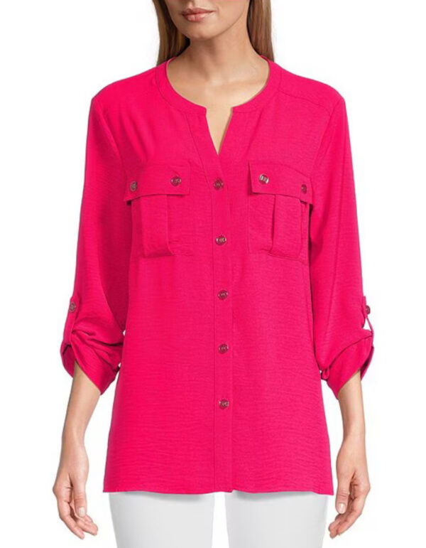 MULTIPLES CRINKLE TAB SLEEVE BLOUSE - Image 8