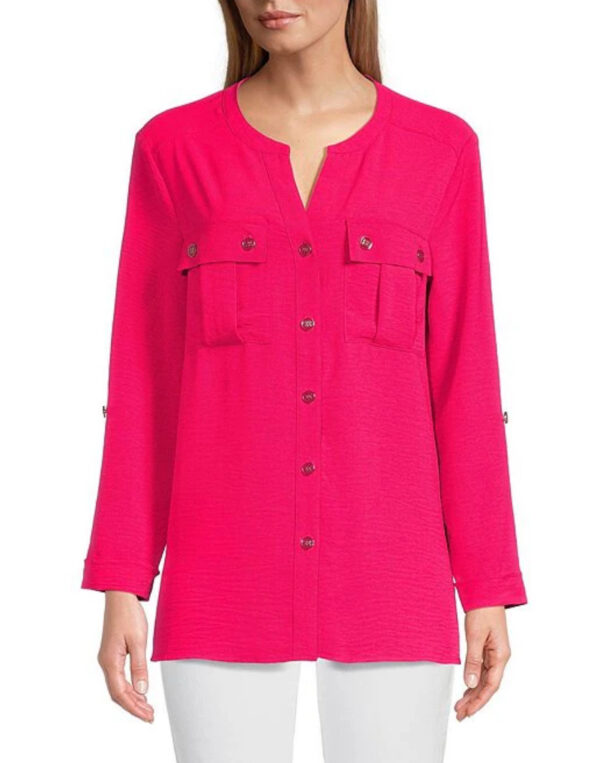 MULTIPLES CRINKLE TAB SLEEVE BLOUSE - Image 6