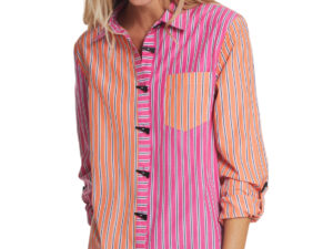 MULTIPLES COLOR BLOCK STRIPED BLOUSE