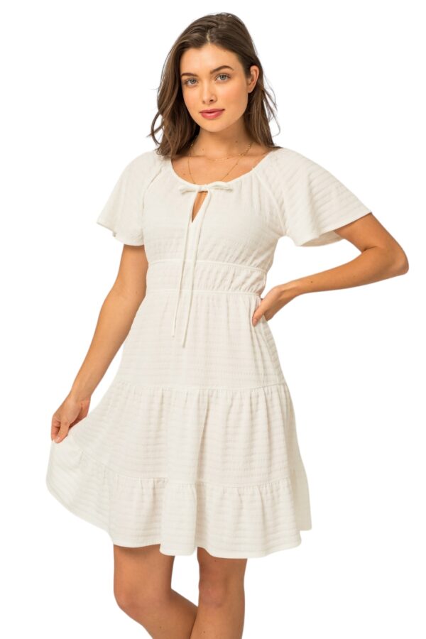 GILLI TIERED WHITE KNIT DRESS