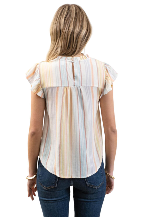 BLUPEPPER STRIPED RUFFLE LACE TRIM TOP - Image 5