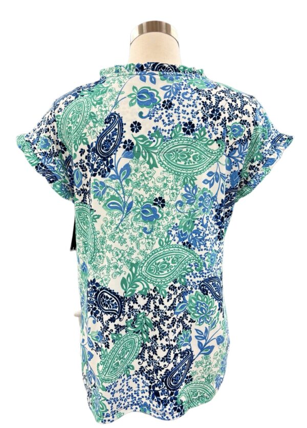 SOUTHERN LADY PAISLEY PRINT RUFFLE TRIM TOP - Image 3