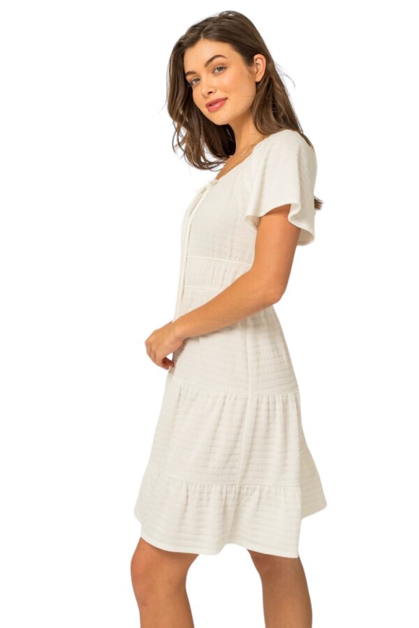GILLI TIERED WHITE KNIT DRESS - Image 3