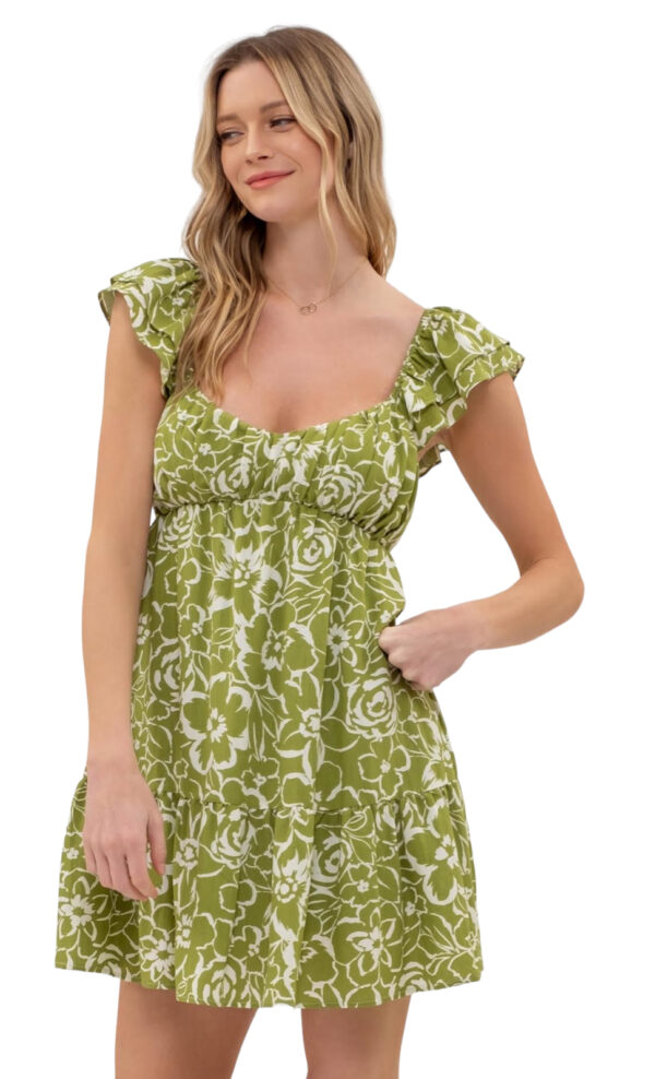 BLUPEPPER EMPIRE WAIST FLORAL MIDI DRESS