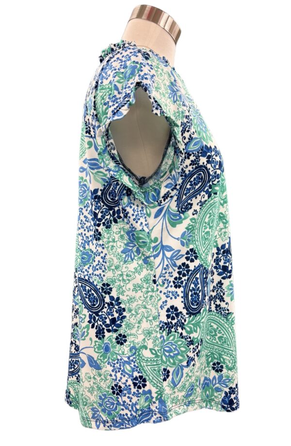 SOUTHERN LADY PAISLEY PRINT RUFFLE TRIM TOP - Image 4