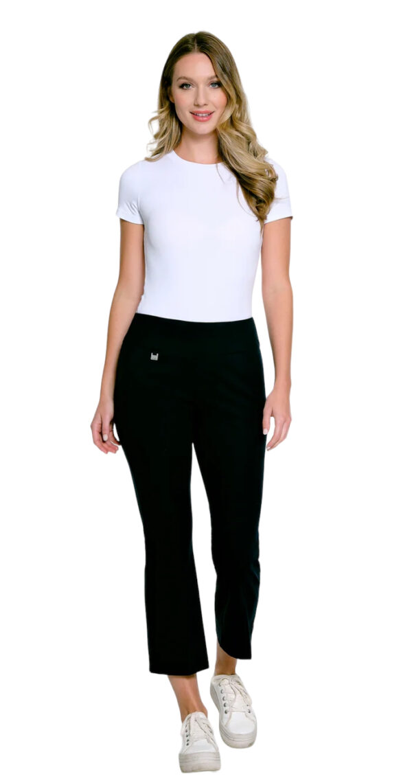 MULTIPLES BLACK PULL ON CROP FLARE PANT - Image 5