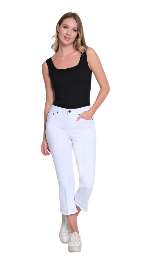 MULTIPLES DOUBLE FRINGE HEM FLARE CROP JEAN - Image 3