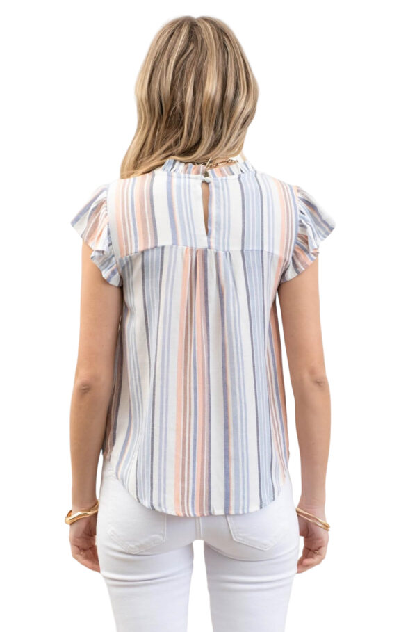 BLUPEPPER STRIPED RUFFLE LACE TRIM TOP - Image 3