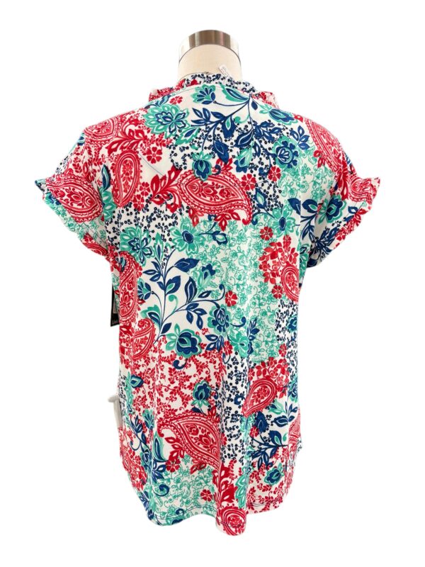 SOUTHERN LADY PAISLEY PRINT RUFFLE TRIM TOP - Image 5