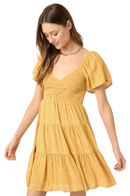 short sleeve midi summer dress Powder Midi Summer Dress with Short Sleeves Blue / M