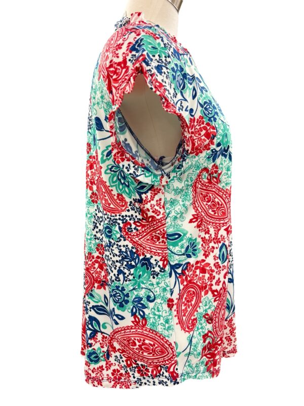 SOUTHERN LADY PAISLEY PRINT RUFFLE TRIM TOP - Image 6
