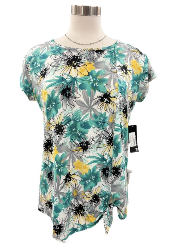 SOUTHERN LADY SHORT SLEEVE SIDE TIE DAISY PRINT TOP - Image 2